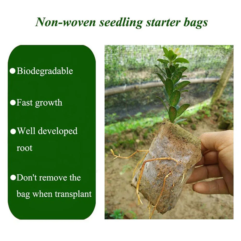 200Pcs Nursery Bags Biodegradable Non-Woven Fabric Pots Plant Grow Bags Eco-Friendly Garden Supplies for Seedling Growth
200Pcs Nursery Bags Biodegradable Non-Woven Fabric Pots Plant Grow Bags Eco-Friendly Garden Supplies for Seedling Growth