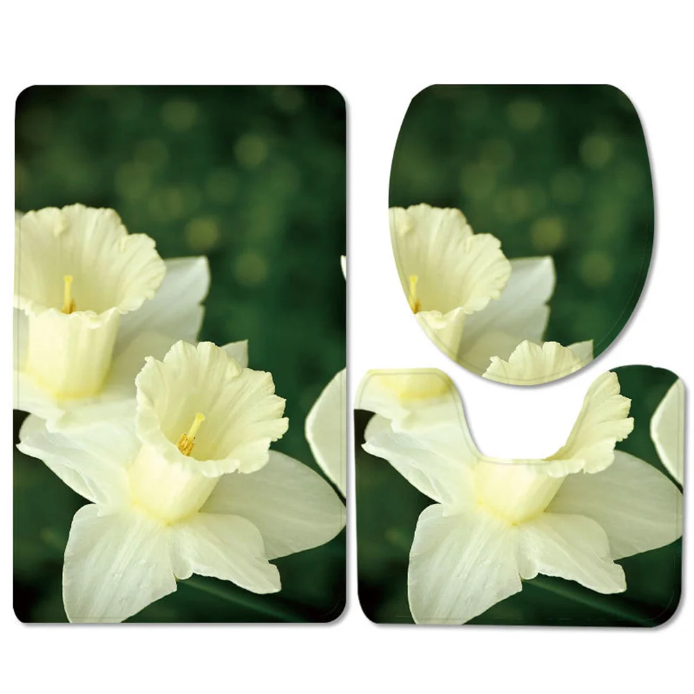 White Floral Design Bath Mat set Absorbent Bathroom Door mat Carpet Toilet Seat Cover U-shaped Toilet Floor Mat Home Decor
White Floral Design Bath Mat set Absorbent Bathroom Door mat Carpet Toilet Seat Cover U-shaped Toilet Floor Mat Home Decor
