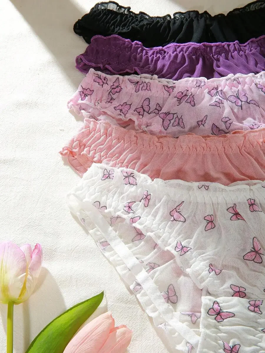 5pcs Japanese Retro Mesh Low Waist Triangle Panties With Butterfly Print
5pcs Japanese Retro Mesh Low Waist Triangle Panties With Butterfly Print