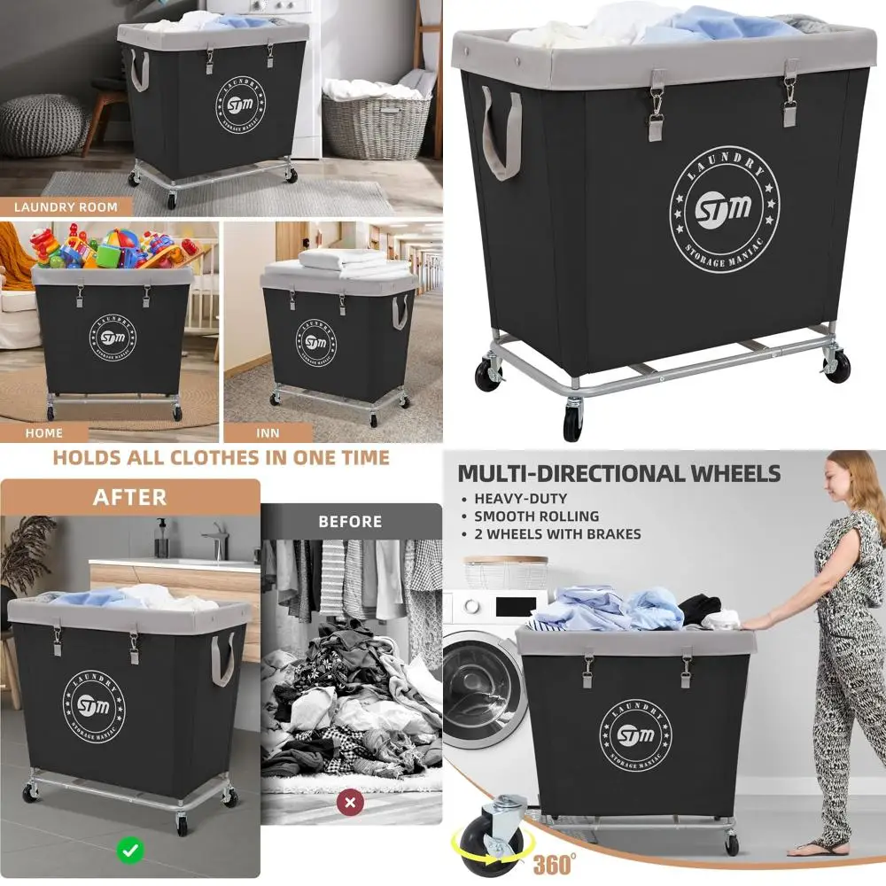 Industrial-Sized Steel Laundry Hamper Cart, 320L Capacity, with Wheels for Home and Hotel Use, 31.7L x 19.3W x 30.9H, Black
Industrial-Sized Steel Laundry Hamper Cart, 320L Capacity, with Wheels for Home and Hotel Use, 31.7L x 19.3W x 30.9H, Black