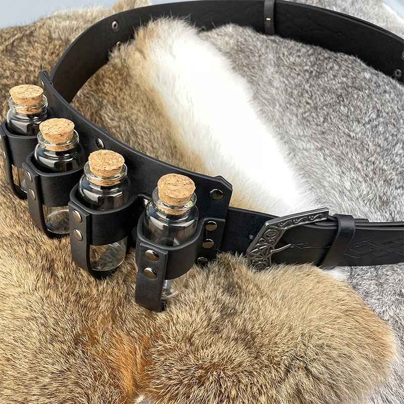 Medieval Alchemy Faux Leather Belt Bag With 4 Cork Potion Vial Halloween Waist belt Fantasy Renaissance LARP Cosplay Accessories
Medieval Alchemy Faux Leather Belt Bag With 4 Cork Potion Vial Halloween Waist belt Fantasy Renaissance LARP Cosplay Accessories