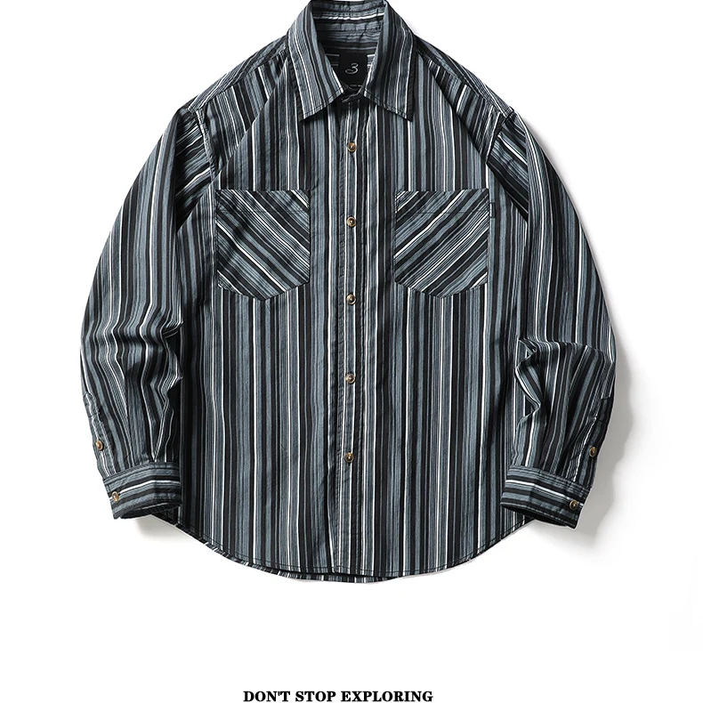 American Sle Men's Loose Fit Long Sve Striped irt Casual Versatile Autumn Outerwear Breathable Polyester Cotton Blend
American Sle Men's Loose Fit Long Sve Striped irt Casual Versatile Autumn Outerwear Breathable Polyester Cotton Blend
