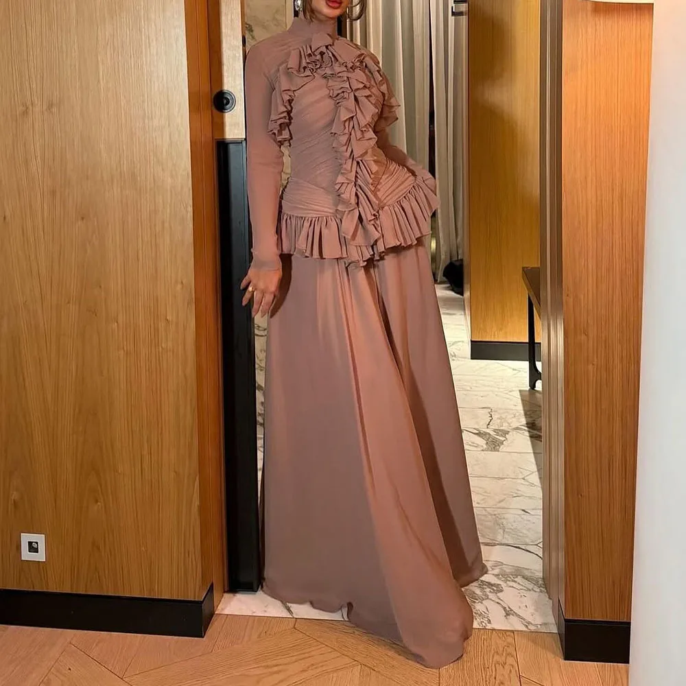 Customized A-Line Prom Dresses Floor-Length High-Neck Full Sleeve Evening Gown Fashion Pleat Ruched Simple Draped Party Gown
Customized A-Line Prom Dresses Floor-Length High-Neck Full Sleeve Evening Gown Fashion Pleat Ruched Simple Draped Party Gown