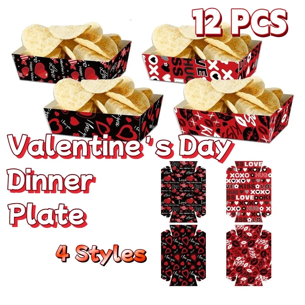 12Pcs/Set Creative Disposable Paper Food Trays Boat-Shaped Trays Rectangular Valentine's Day Dinner Plate Festival Paper
12Pcs/Set Creative Disposable Paper Food Trays Boat-Shaped Trays Rectangular Valentine's Day Dinner Plate Festival Paper