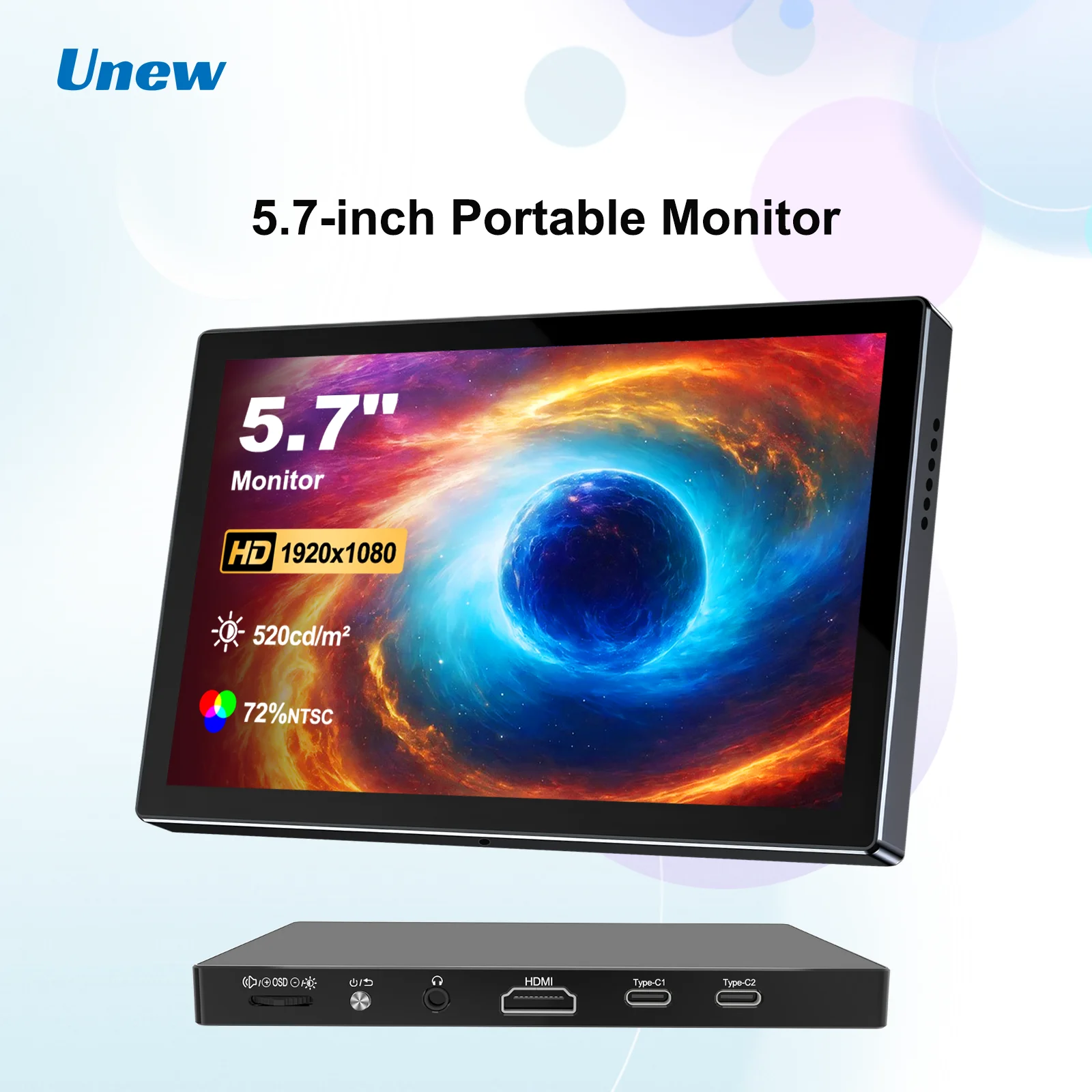 Портативный монитор Unew 5,7 дюйма, 1920x1080 IPS — Type-C/HDMI, подходит для ПК, компьютеров, ноутбуков, видеонаблюдения, второй экран
Портативный монитор Unew 5,7 дюйма, 1920x1080 IPS — Type-C/HDMI, подходит для ПК, компьютеров, ноутбуков, видеонаблюдения, второй экран