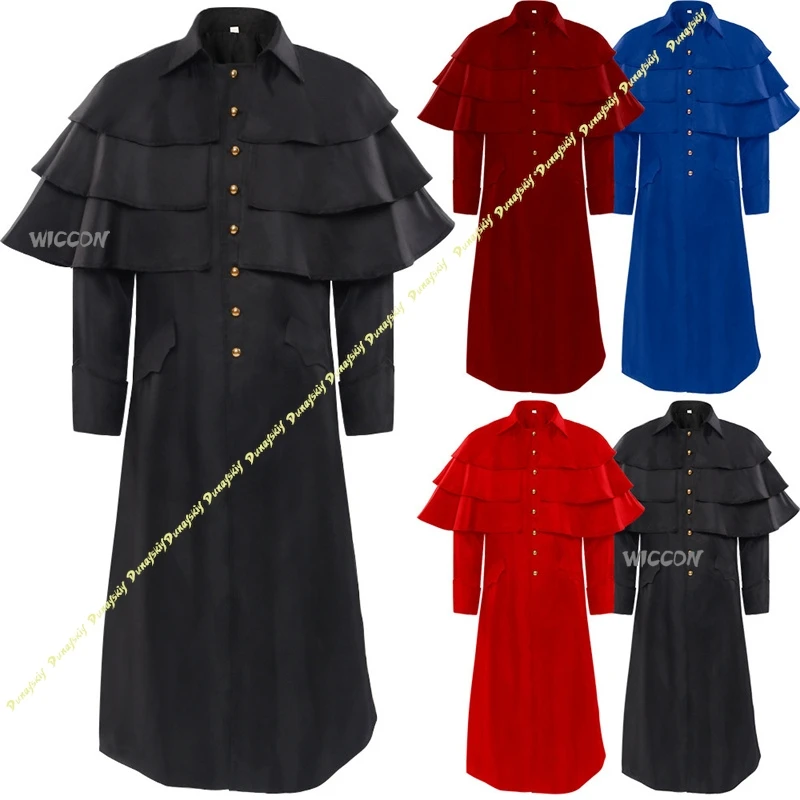 New Medieval Priest Costume Stand Collar Button Coat Uniform for Stage Performance
New Medieval Priest Costume Stand Collar Button Coat Uniform for Stage Performance