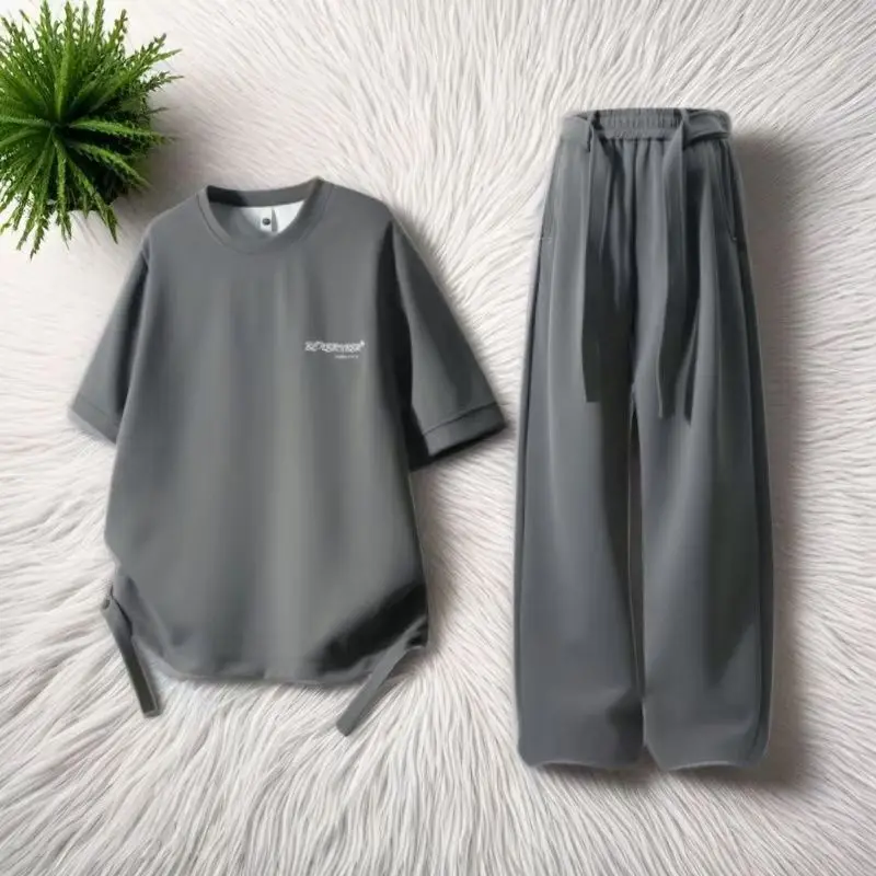 Men's Casual Sportswear Set Summer Hit Loose Short Sleeve T-Shirt Long Pants Fashionable Couple Outfit Polyester Fiber
Men's Casual Sportswear Set Summer Hit Loose Short Sleeve T-Shirt Long Pants Fashionable Couple Outfit Polyester Fiber