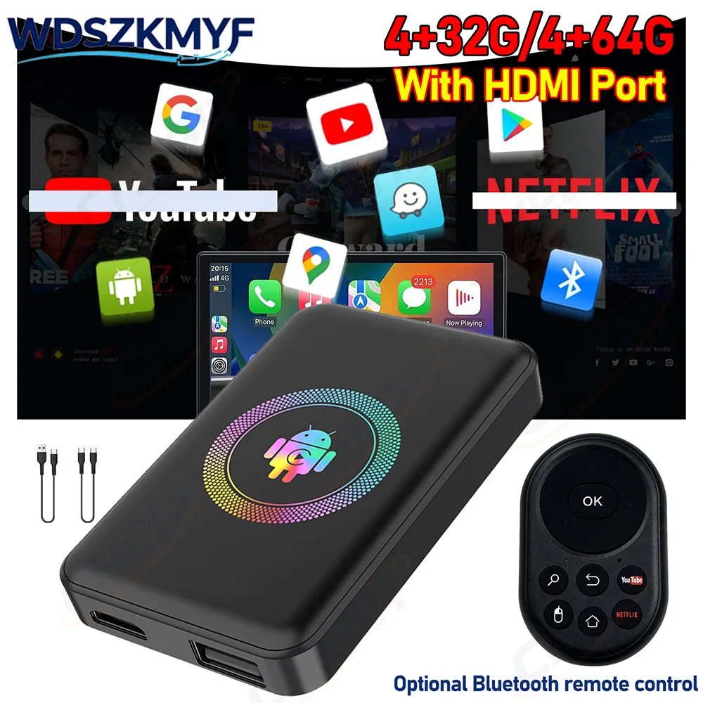 5IN1 AI Box Wireless CarPlay Adapter Android Auto 4G+64G/4+32G HDMI port 4K TV Box For Youtube Netflix For Toyota Hyundai Ford
5IN1 AI Box Wireless CarPlay Adapter Android Auto 4G+64G/4+32G HDMI port 4K TV Box For Youtube Netflix For Toyota Hyundai Ford