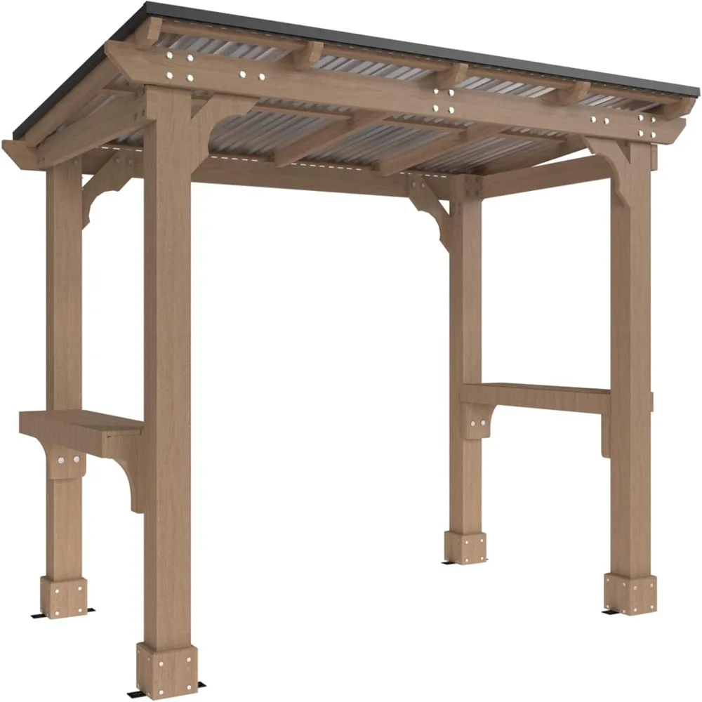 Patio Gazebo for Barbecue, Backyard, 8’ x5’ Outdoor Grill Gazebo, BBQ Gazebo Shelter with Metal Sloping Roof, Cedar Wood Frame
Patio Gazebo for Barbecue, Backyard, 8’ x5’ Outdoor Grill Gazebo, BBQ Gazebo Shelter with Metal Sloping Roof, Cedar Wood Frame
