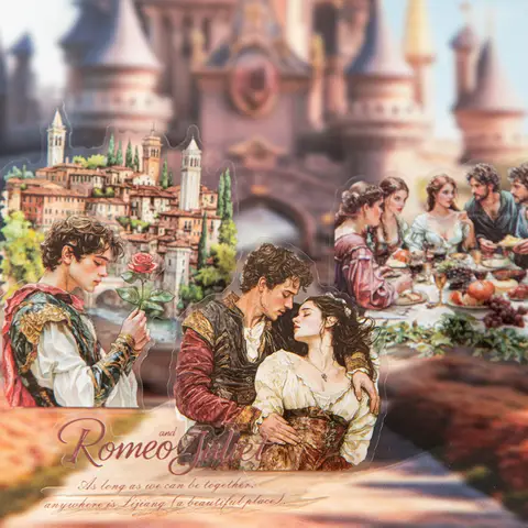 1pack/3pack stickers per pack Literary Stories Series Classic Story Scenery 20pcs/1pack Decorative Handwritten Journals