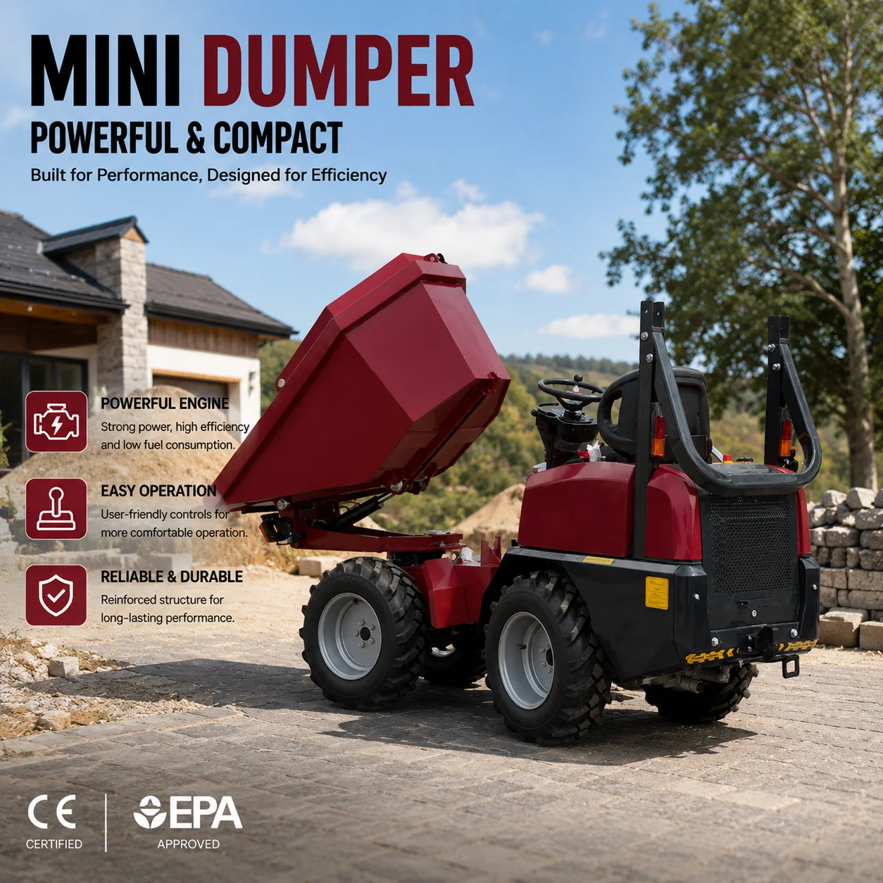 1300kg Wheel Dumper Mini Dump Truck Hydraulic Construction Dumper for Farm Landscaping Municipal Work
1300kg Wheel Dumper Mini Dump Truck Hydraulic Construction Dumper for Farm Landscaping Municipal Work