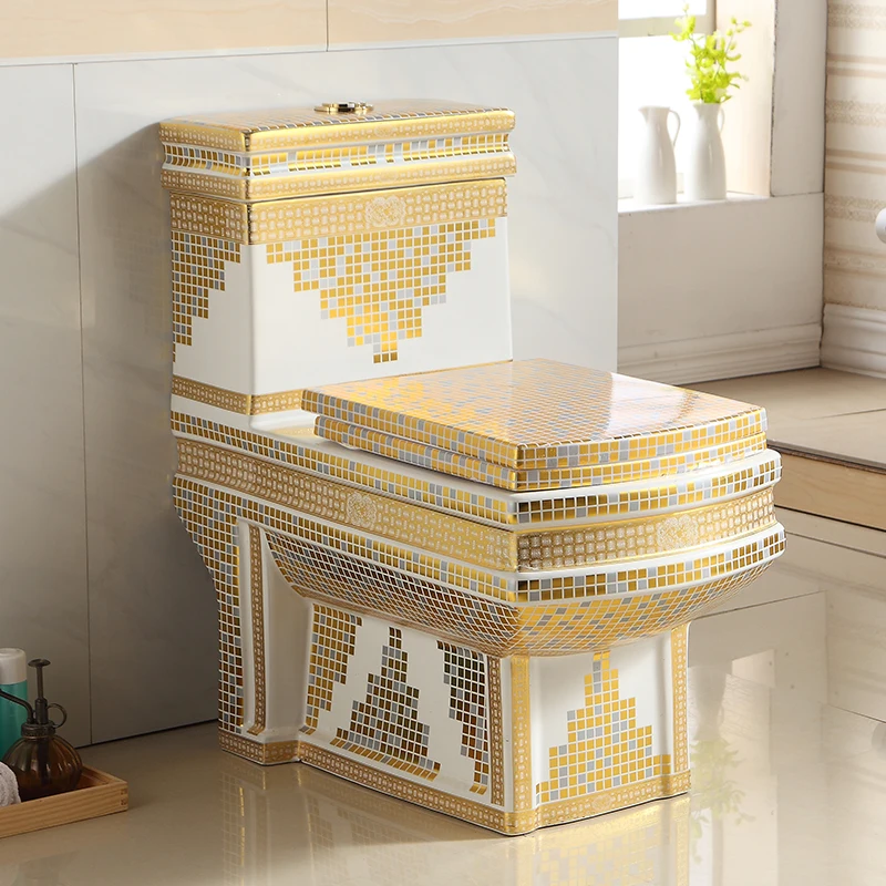 Suitable for the new mosaic ceramic gold toilet, personalized and creative silent toilet, super swirl toilet
Suitable for the new mosaic ceramic gold toilet, personalized and creative silent toilet, super swirl toilet