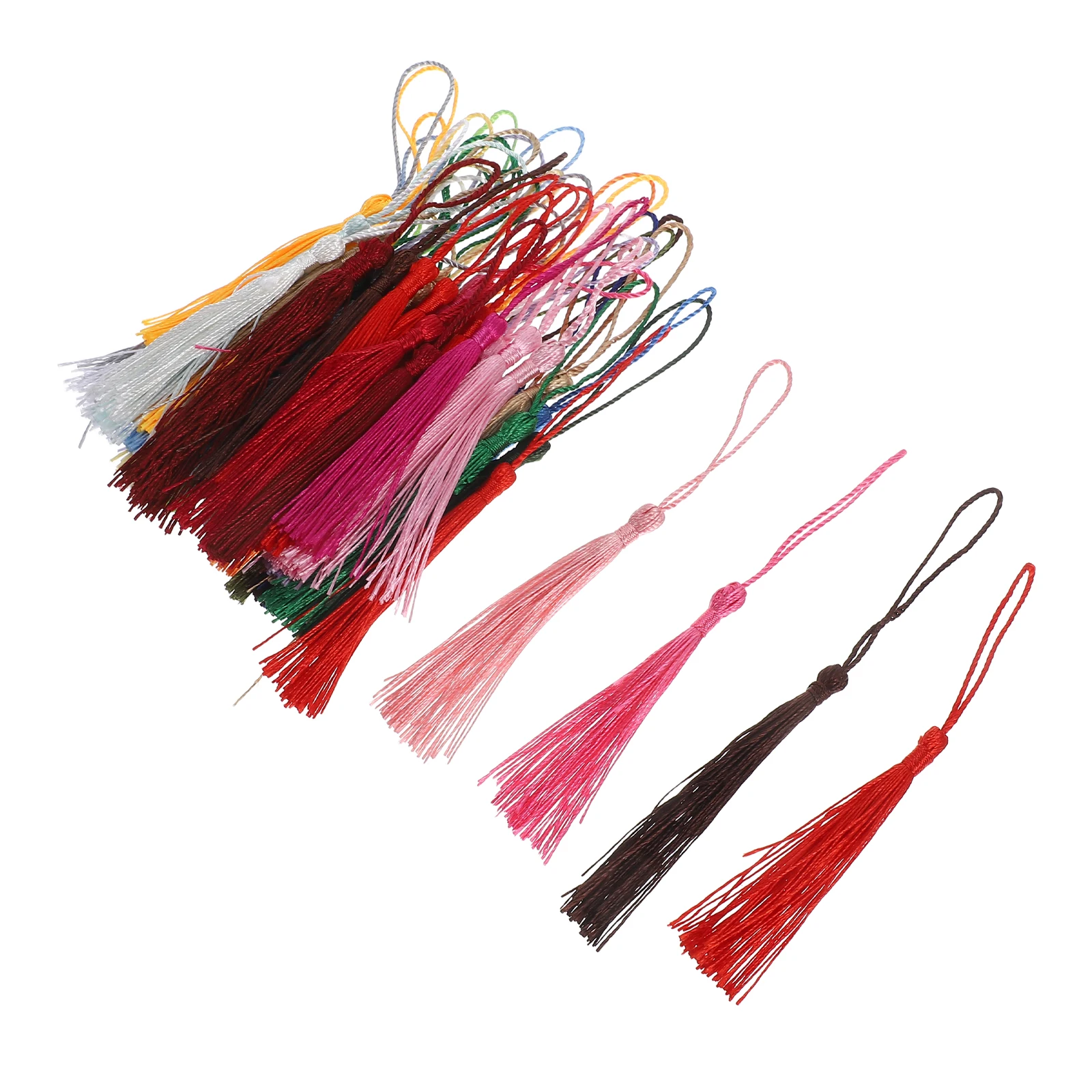 50Pcs Colorful Knot Tassel Premium Polyester Tassels for Handmade Jewelry Bookmarks Tags Keychains Phone Decor Wedding Favors
50Pcs Colorful Knot Tassel Premium Polyester Tassels for Handmade Jewelry Bookmarks Tags Keychains Phone Decor Wedding Favors