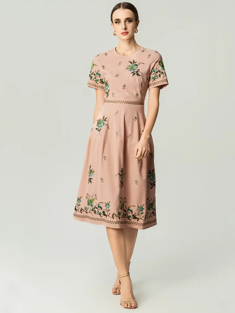 JUNLINNA Women Party Holiday Dress Crew Neck Short Sleeve Flower Embroidery Vestidos High Street Lady
JUNLINNA Women Party Holiday Dress Crew Neck Short Sleeve Flower Embroidery Vestidos High Street Lady