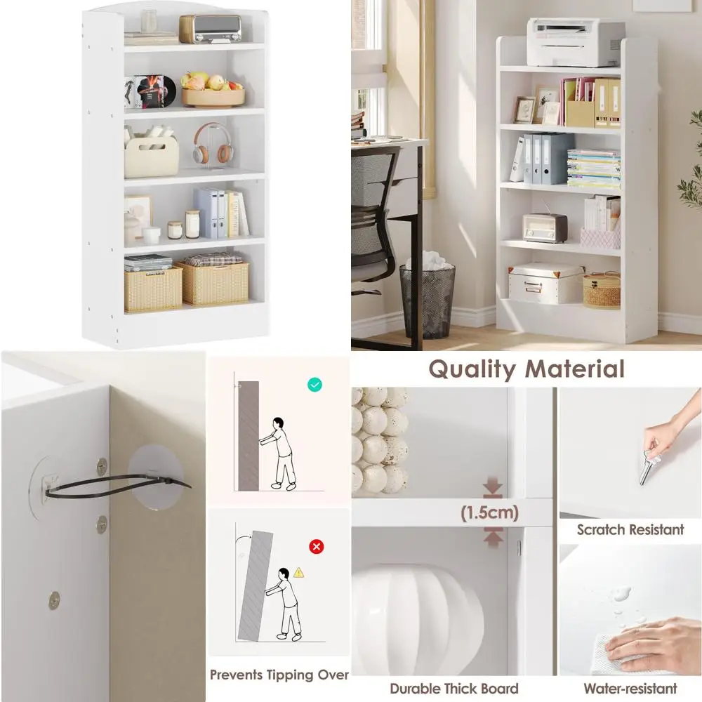 Zenira Modern 5 Tier 48 Inch Tall Bookcase, White Storage Display Unit, Open Adjustable Shelving for Home Office
Zenira Modern 5 Tier 48 Inch Tall Bookcase, White Storage Display Unit, Open Adjustable Shelving for Home Office