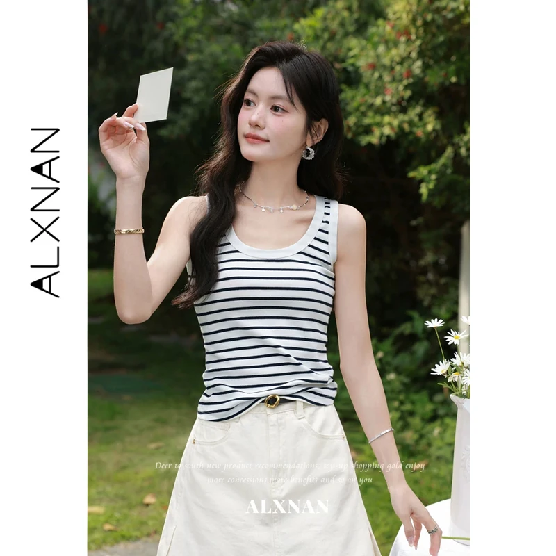 ALXNAN Black White Striped Tank Tops Elegant Casual Summer Sleeveless Top 2026 Basic Beach Cotton Female Clothing L63312
ALXNAN Black White Striped Tank Tops Elegant Casual Summer Sleeveless Top 2026 Basic Beach Cotton Female Clothing L63312
