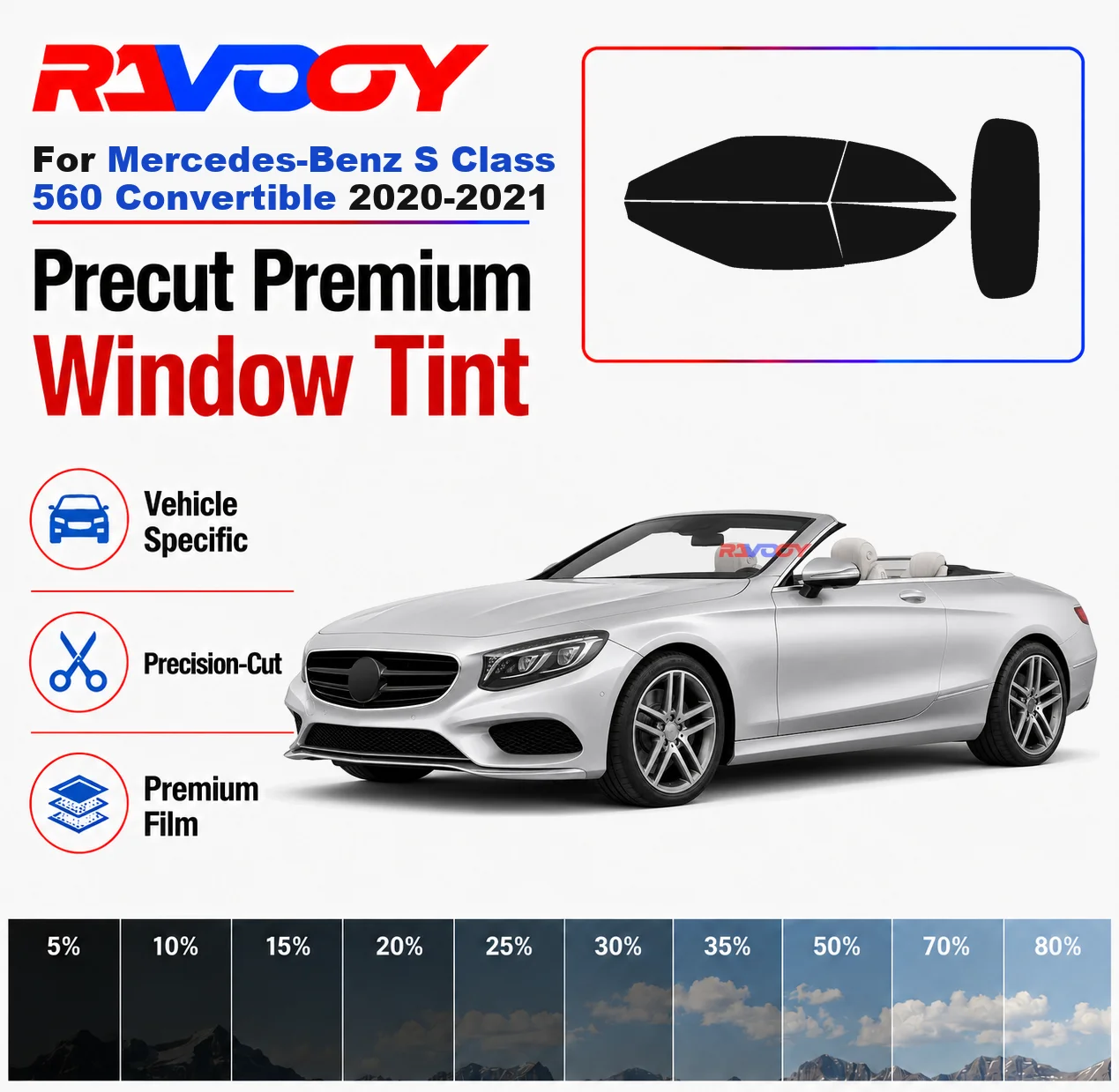 Premium Precut Window Tint Kit Front Rear Windows Rear Windshield For Mercedes-Benz S Class 560 Conv 2020-2021 Nano Ceramic Film
Premium Precut Window Tint Kit Front Rear Windows Rear Windshield For Mercedes-Benz S Class 560 Conv 2020-2021 Nano Ceramic Film