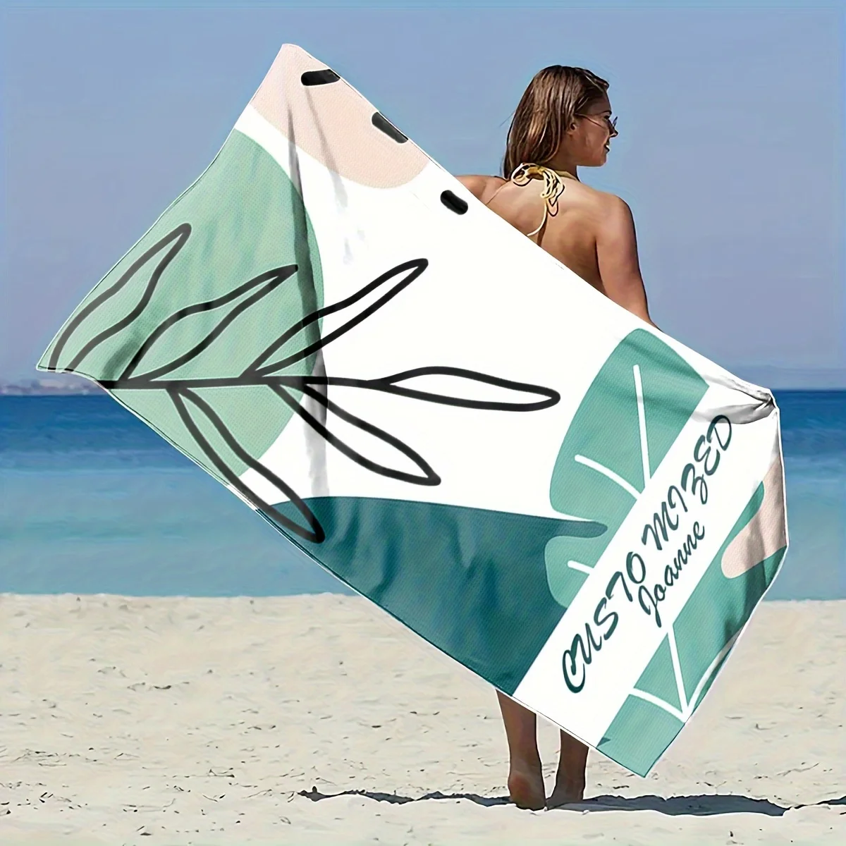 1pc Beach towel with a chic green leaf pattern - Super absorbent, polyester fabric, machine washable, suitable for pool baths
1pc Beach towel with a chic green leaf pattern - Super absorbent, polyester fabric, machine washable, suitable for pool baths