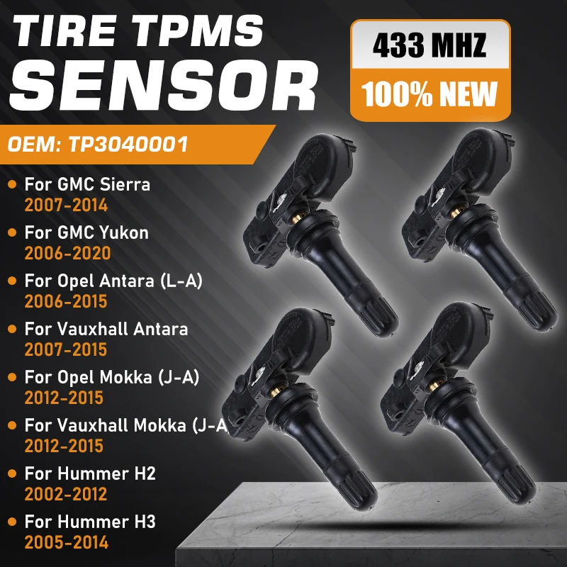 1/4PCS TPMS For GMC Sierra 2007-2014 GMC Yukon 2006-2020 Tire Pressure Monitor Sensor Opel/Vauxhall Antara Mokka Hummer H2 H3
1/4PCS TPMS For GMC Sierra 2007-2014 GMC Yukon 2006-2020 Tire Pressure Monitor Sensor Opel/Vauxhall Antara Mokka Hummer H2 H3