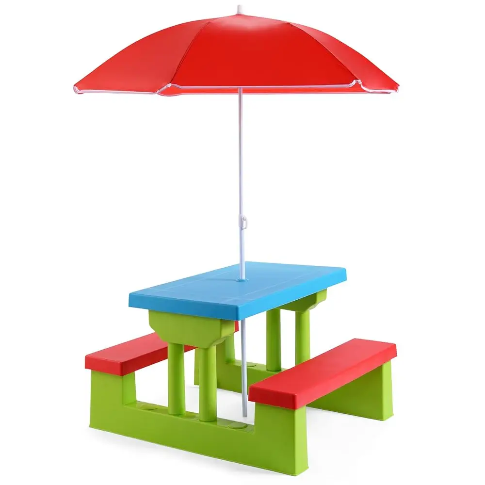 Kids Picnic Table, Portable Kids Outdoor Furniture W/Removable & Adjustable Umbrella, Plastic Bench Set, Gift For Boys Girls
Kids Picnic Table, Portable Kids Outdoor Furniture W/Removable & Adjustable Umbrella, Plastic Bench Set, Gift For Boys Girls
