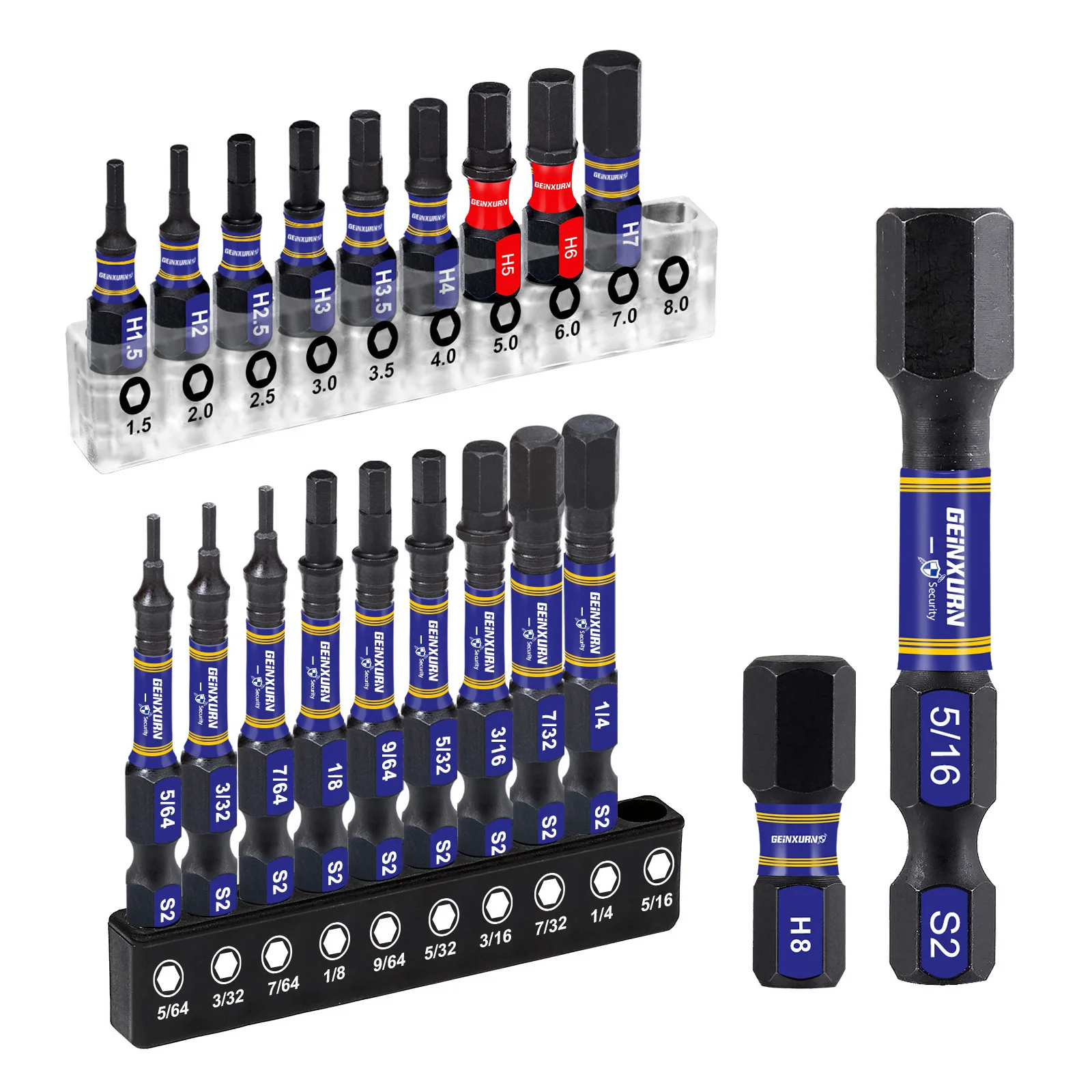 Geinxurn 1/2 inches Multi Hex Head (Metric&SAE) Insert Bits Set, S2 Steel Hex Screwdriver Bit set with Base
Geinxurn 1/2 inches Multi Hex Head (Metric&SAE) Insert Bits Set, S2 Steel Hex Screwdriver Bit set with Base