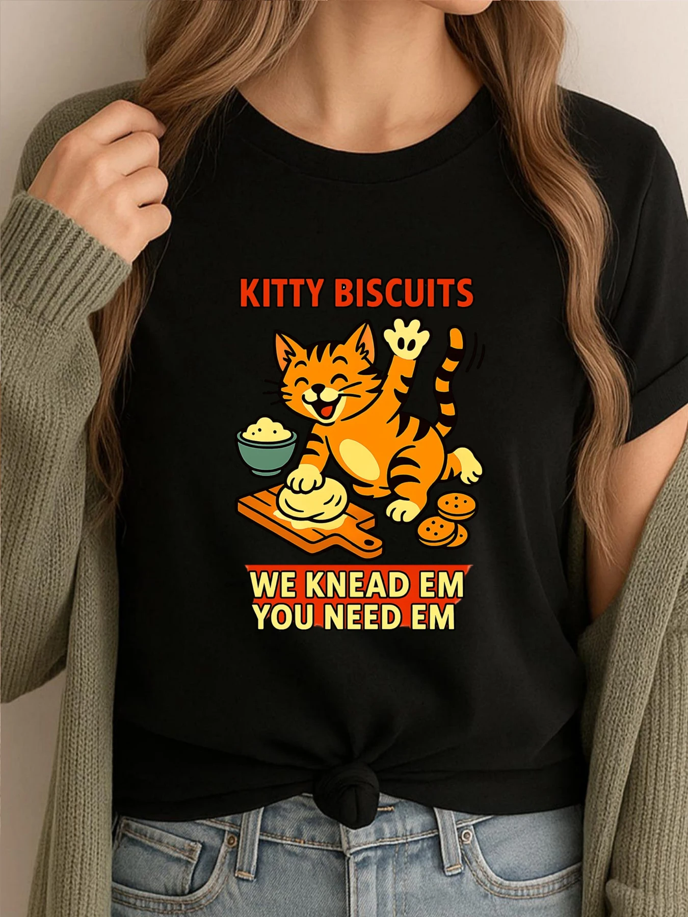Cat Biscuits Bakery Cute Cat Kneading Dough Cat Lover Graphic Shirts Men's Cotton T-Shirt Normal Printed Clothes
Cat Biscuits Bakery Cute Cat Kneading Dough Cat Lover Graphic Shirts Men's Cotton T-Shirt Normal Printed Clothes