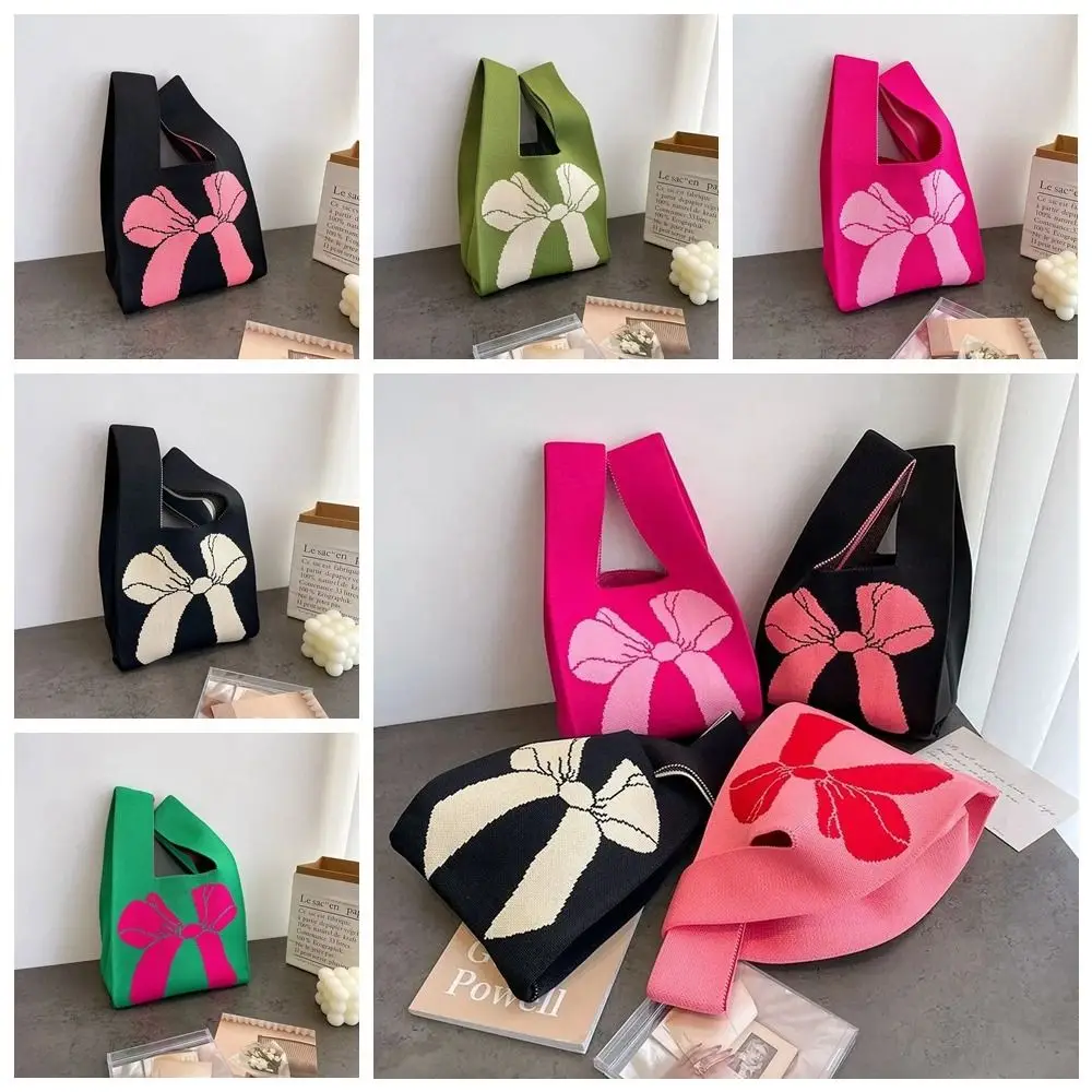 Simple Bowknot Knot Wrist Bag Tote Bag Handbag Bow Knitted Bag Weave Shopping Bags Handbag Student
Simple Bowknot Knot Wrist Bag Tote Bag Handbag Bow Knitted Bag Weave Shopping Bags Handbag Student