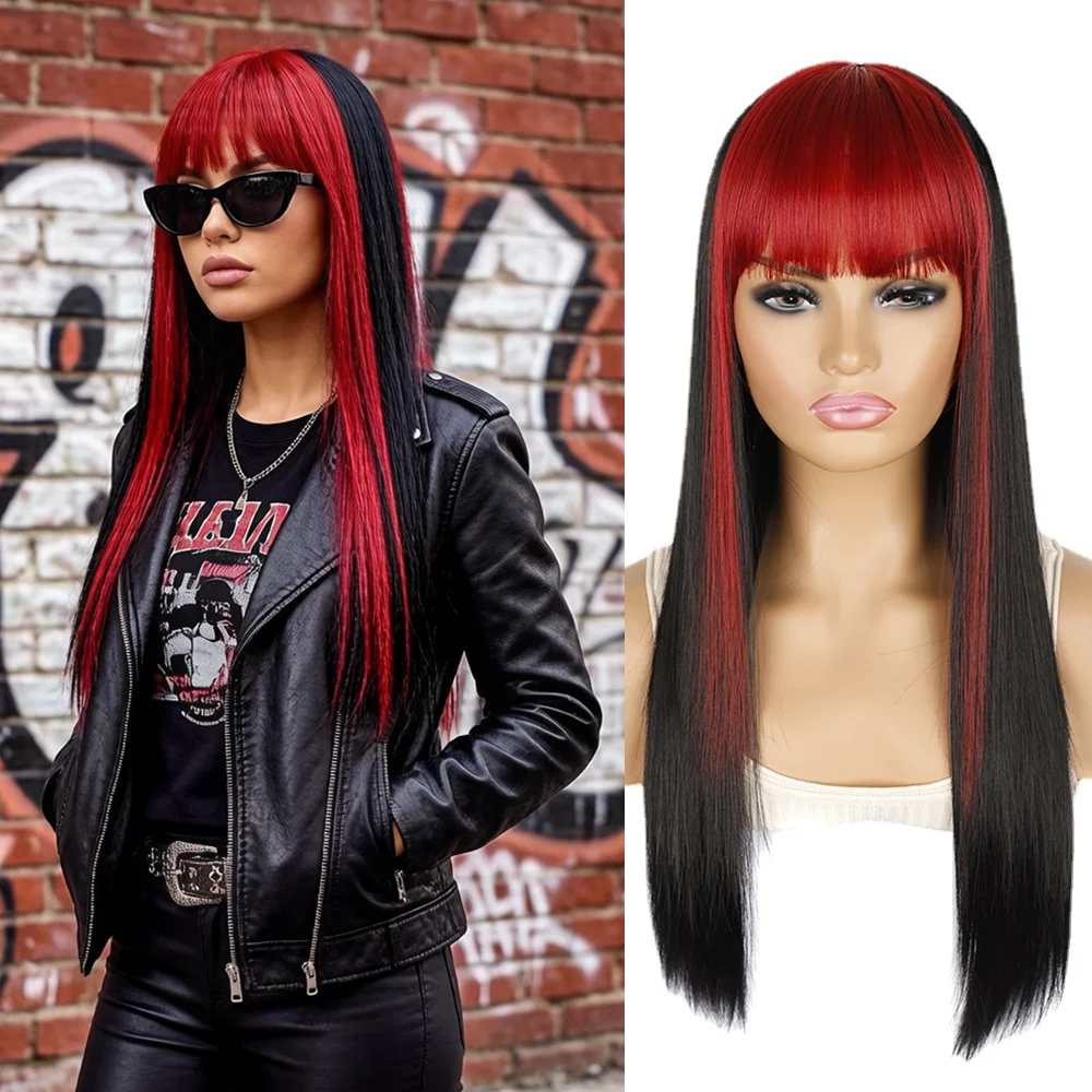 SQRDGQ Woman Wigs Synthetic Straight Hair 24inch Black Wig With Colored Bangs Daily Party Cosplay Wigs on Clearance Sale
SQRDGQ Woman Wigs Synthetic Straight Hair 24inch Black Wig With Colored Bangs Daily Party Cosplay Wigs on Clearance Sale