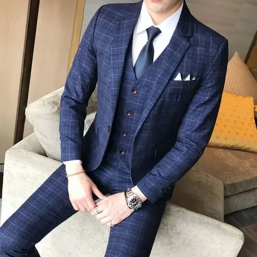 ( Jacket + Vest Pants ) Mens Suit 3 Piece Fashion Boutique Plaid Wedding Business Casual Men Blazer Party Dress Suits
( Jacket + Vest Pants ) Mens Suit 3 Piece Fashion Boutique Plaid Wedding Business Casual Men Blazer Party Dress Suits