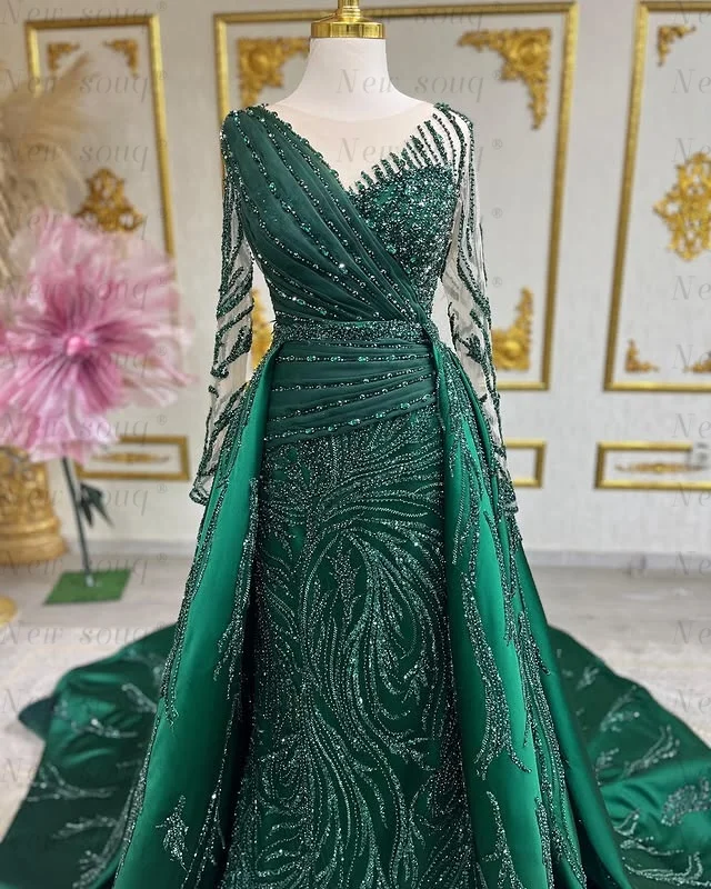 Saudi Arabia Green Overskirt Mermaid Beaded Evening Dresses Formal Occasions Muslim Wedding After Party Gowns Customized
Saudi Arabia Green Overskirt Mermaid Beaded Evening Dresses Formal Occasions Muslim Wedding After Party Gowns Customized