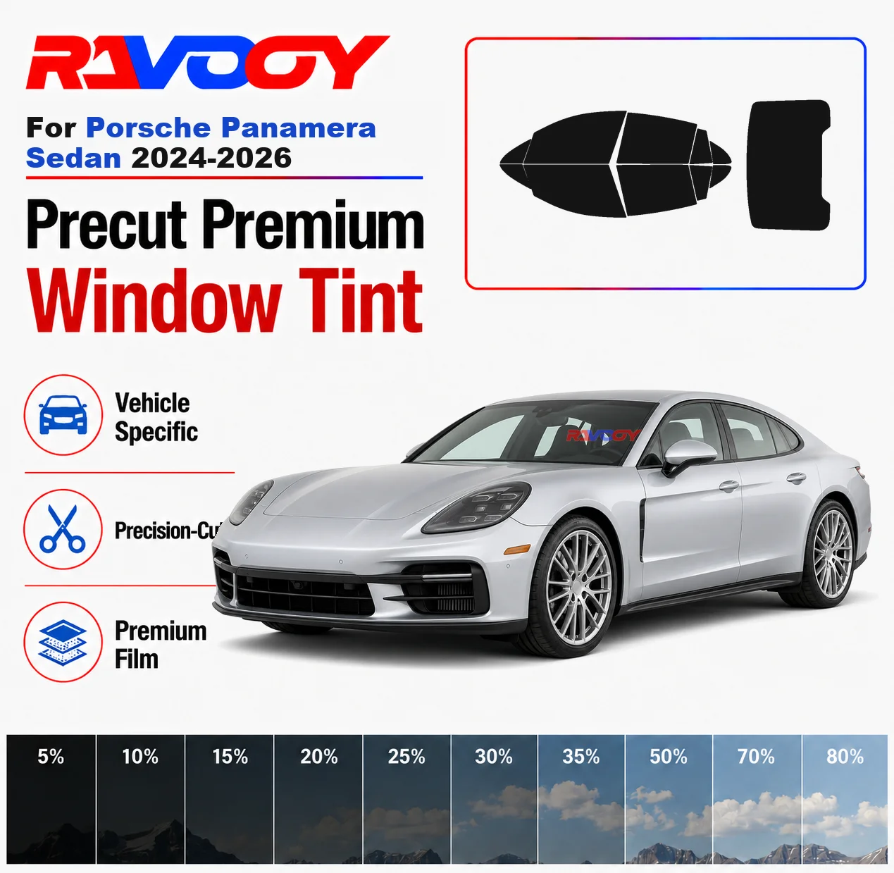Premium Precut Window Tint Kit Front Windows Rear Windows Rear Windshield For Porsche Panamera Sedan 2024-2026 Nano Ceramic Film
Premium Precut Window Tint Kit Front Windows Rear Windows Rear Windshield For Porsche Panamera Sedan 2024-2026 Nano Ceramic Film
