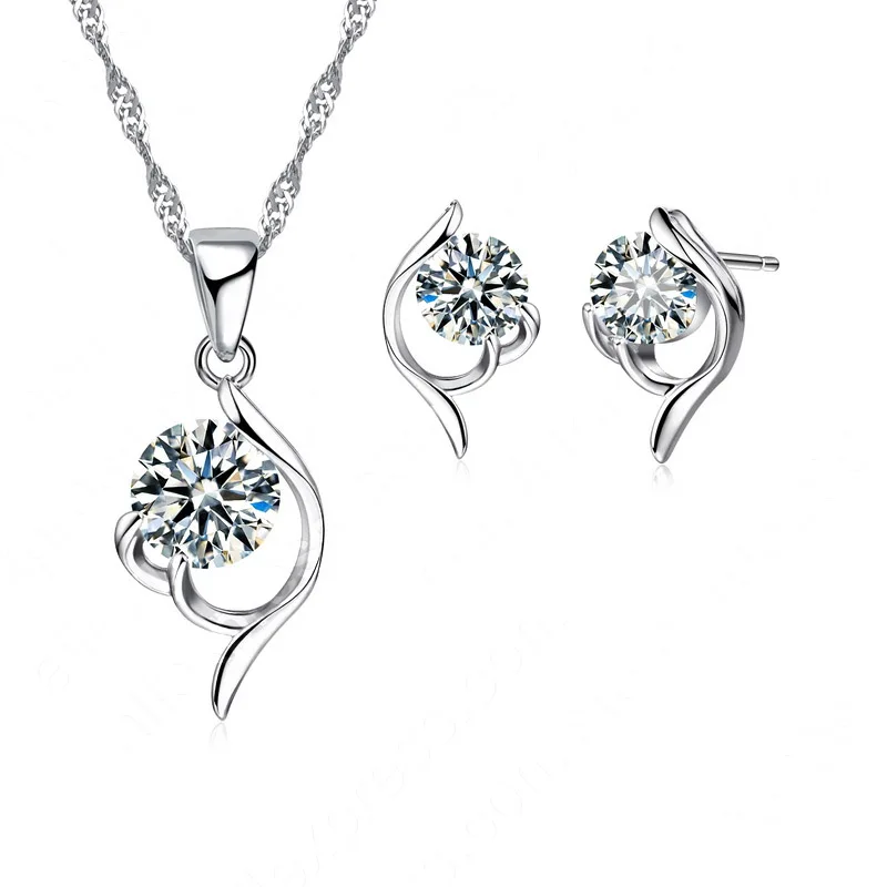 Latest Shinning Woman Gift 925 Sterling Silver Jewelry CZ Pendant Necklace Earring Lady Wedding Engagement Set With Box
Latest Shinning Woman Gift 925 Sterling Silver Jewelry CZ Pendant Necklace Earring Lady Wedding Engagement Set With Box