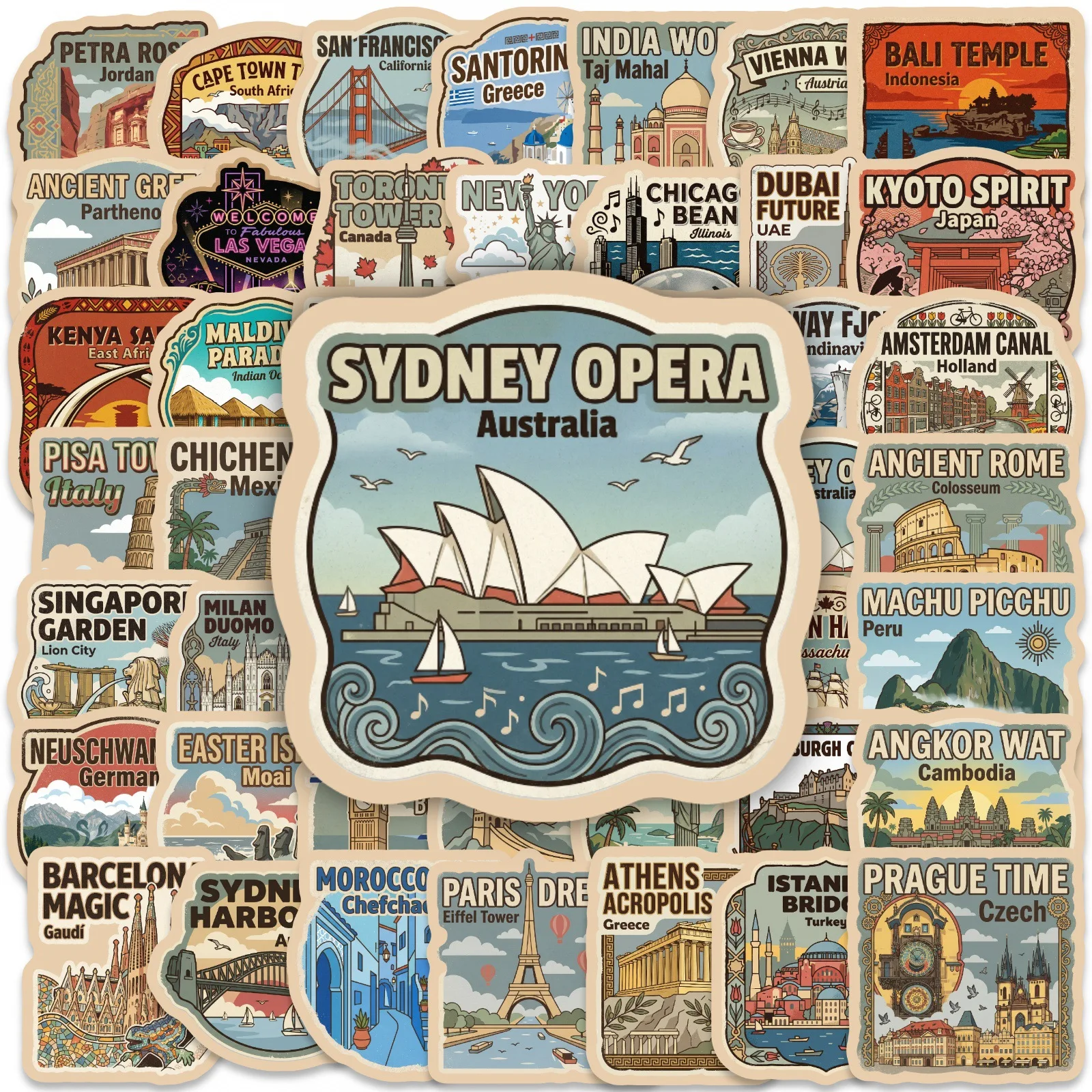 New 50PCS retro style world famous attractions sticker luggage water cup decorative sticker
New 50PCS retro style world famous attractions sticker luggage water cup decorative sticker