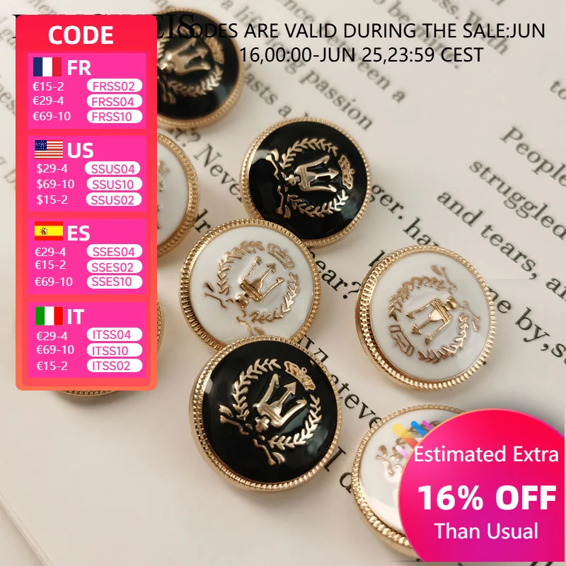 British Style White or Black Metal Buttons Jackets Suit Coats Cuffs Accessories DIY Handmade Craft Supplies Sewing Buttons 6pcs
British Style White or Black Metal Buttons Jackets Suit Coats Cuffs Accessories DIY Handmade Craft Supplies Sewing Buttons 6pcs