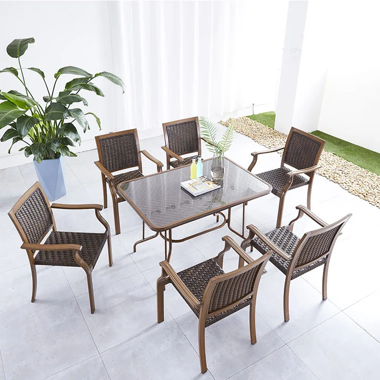 7-Piece Durable Traditional Design Aluminum Frame PE Wicker Comfortable Eco-Friendly Outdoor Restaurant Hotel Living Room
7-Piece Durable Traditional Design Aluminum Frame PE Wicker Comfortable Eco-Friendly Outdoor Restaurant Hotel Living Room