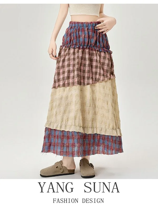 High Waist A-Line Skirt Color Blo Plaid Spring Summer Vintage Contrast Color f Body Skirt Gingham Print Long Skirt
High Waist A-Line Skirt Color Blo Plaid Spring Summer Vintage Contrast Color f Body Skirt Gingham Print Long Skirt