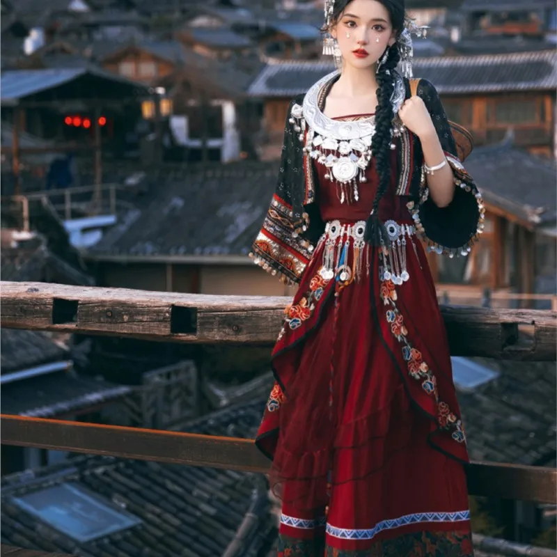 Одежда для девушек Miao', экзотическая Этническая одежда в стиле Хань элементы, тибетский халат Miao Tujia для путешествий и фотосъемки в западном стиле
Одежда для девушек Miao', экзотическая Этническая одежда в стиле Хань элементы, тибетский халат Miao Tujia для путешествий и фотосъемки в западном стиле