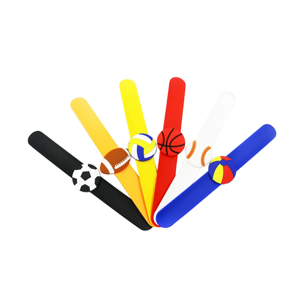 6 Pcs Sports Slap Bracelets Kids Ball Wristbands Lightweight Portable Football Basketball Design Adjustable Bracelet Toy
6 Pcs Sports Slap Bracelets Kids Ball Wristbands Lightweight Portable Football Basketball Design Adjustable Bracelet Toy