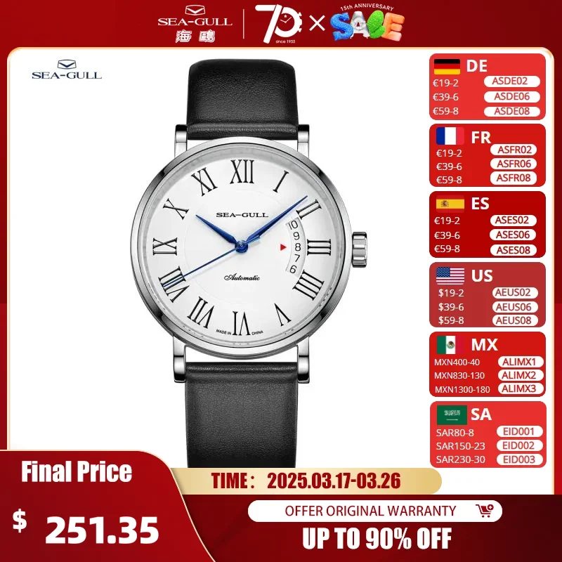 Seagull 40mm Business Mens Watch Automatic Mechanical Watches Bauhaus Clock Simple Calendar Clock Sapphire Glass Wristwatch 6164
Seagull 40mm Business Mens Watch Automatic Mechanical Watches Bauhaus Clock Simple Calendar Clock Sapphire Glass Wristwatch 6164