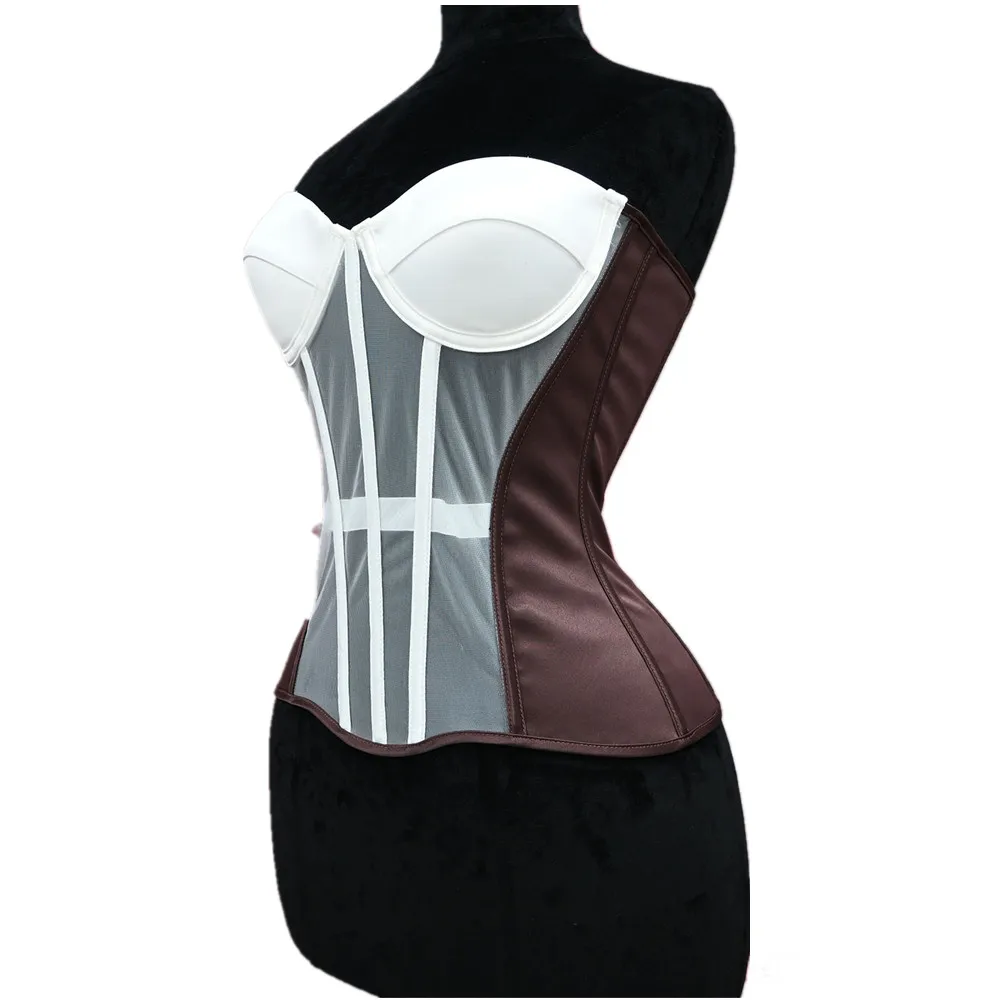 Women's Overbust Corset Bustier With Bra Satin Patchwork Transparent Mesh Sexy Body Shaper Slimm Boned Strapless Tops
Women's Overbust Corset Bustier With Bra Satin Patchwork Transparent Mesh Sexy Body Shaper Slimm Boned Strapless Tops