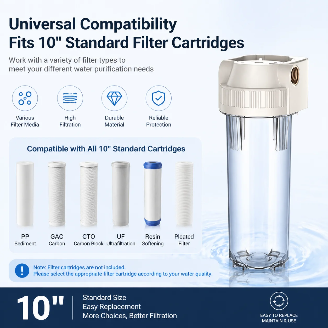 10 inch Proof Bottle Filter, Replaceable Transparent PET Water Filters for Kitchen Water Purifiers Home Appliance Accessories
10 inch Proof Bottle Filter, Replaceable Transparent PET Water Filters for Kitchen Water Purifiers Home Appliance Accessories