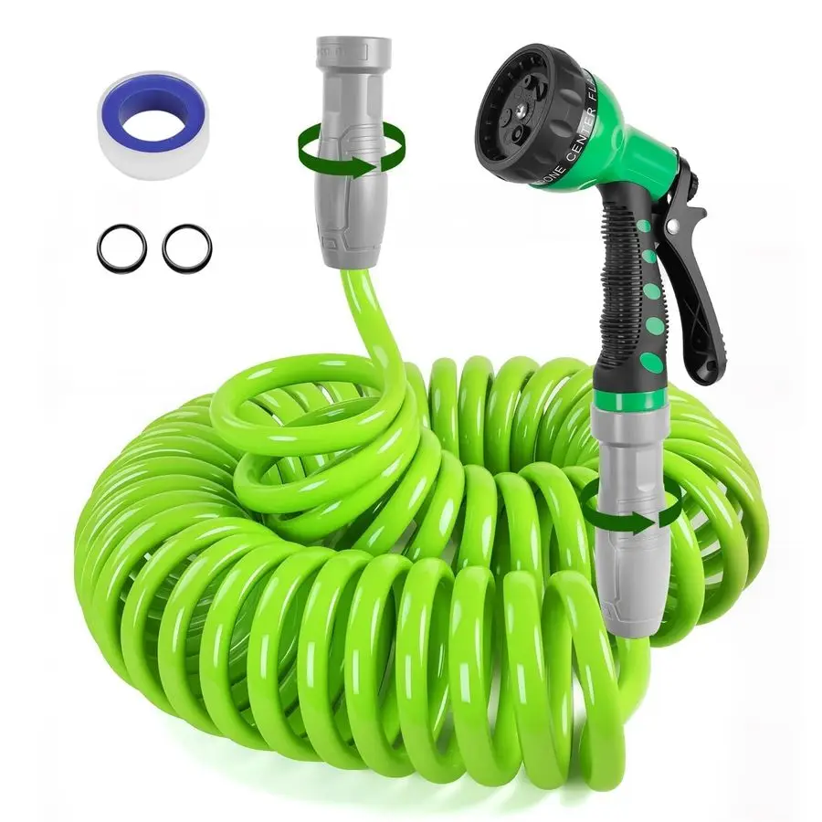 1 2 Polyurethane Coil Garden Hose 50 FT, PU Flexible Recoil Water Hoses with 6Pattern Spray Nozzle for Patio, Boat, Greenhouse a
1 2 Polyurethane Coil Garden Hose 50 FT, PU Flexible Recoil Water Hoses with 6Pattern Spray Nozzle for Patio, Boat, Greenhouse a