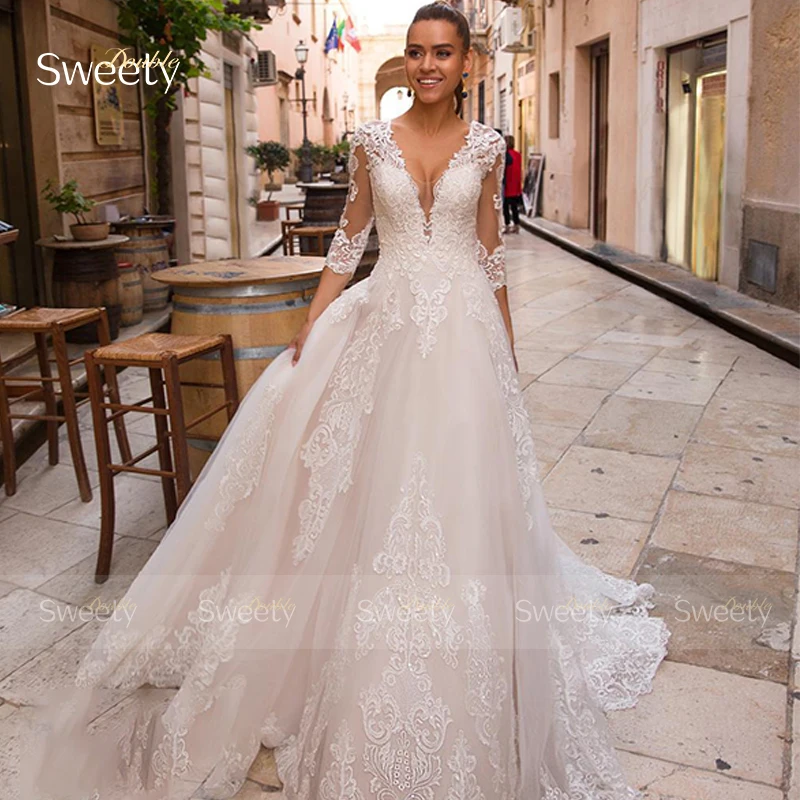 Graceful Wedding Dress Organza With Embroidery A-Line Ballgown V-Neck Fullsleeve Lace Up Bride Dress Customized Vestido De Novia
Graceful Wedding Dress Organza With Embroidery A-Line Ballgown V-Neck Fullsleeve Lace Up Bride Dress Customized Vestido De Novia