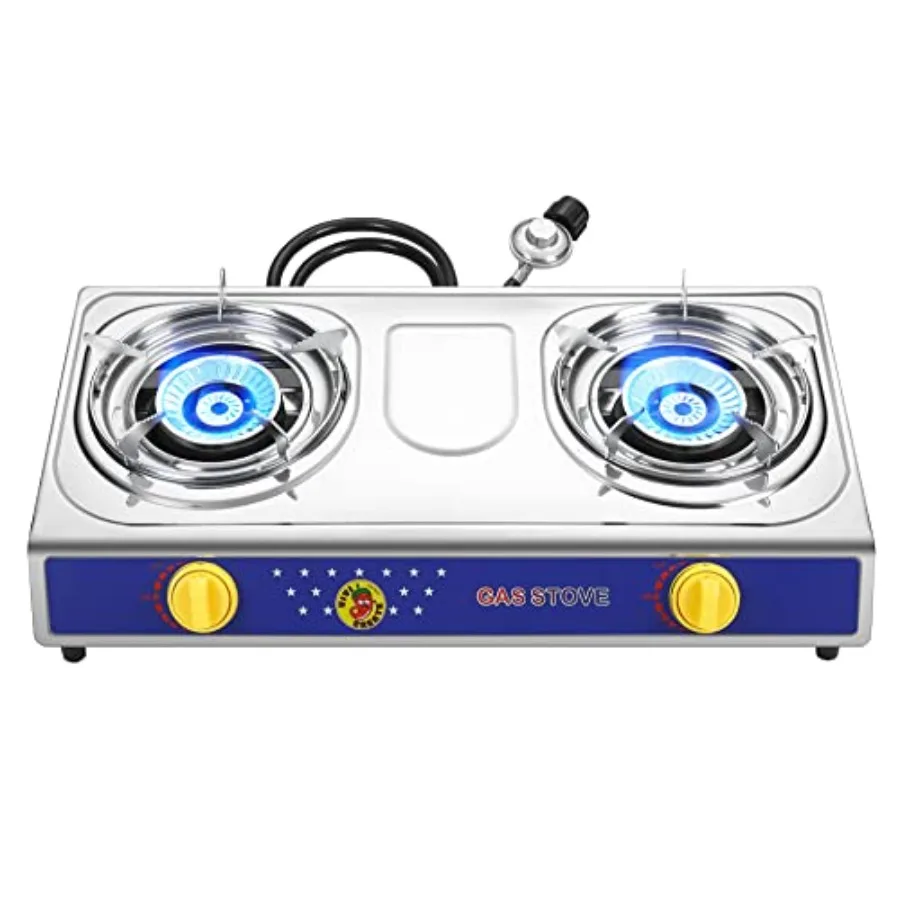 Outdoor camping stove with 25000 BTU dual burners, stainless steel cooktop, silver color, portable and durable for BBQ, boiling
Outdoor camping stove with 25000 BTU dual burners, stainless steel cooktop, silver color, portable and durable for BBQ, boiling