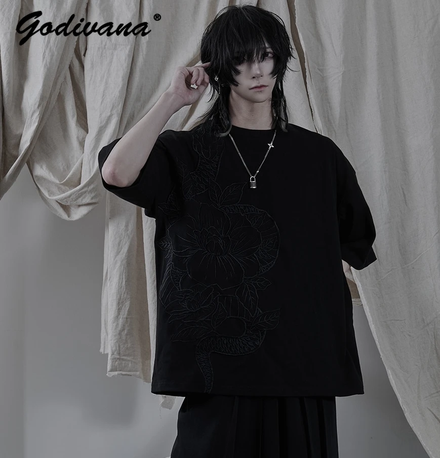 Japanese Dark Punk Mine Series Subculture Embroidery Short-Sleeved T-shirt 2024 Summer New Y2K Loose Oversized Cotton Tee Top
Japanese Dark Punk Mine Series Subculture Embroidery Short-Sleeved T-shirt 2024 Summer New Y2K Loose Oversized Cotton Tee Top