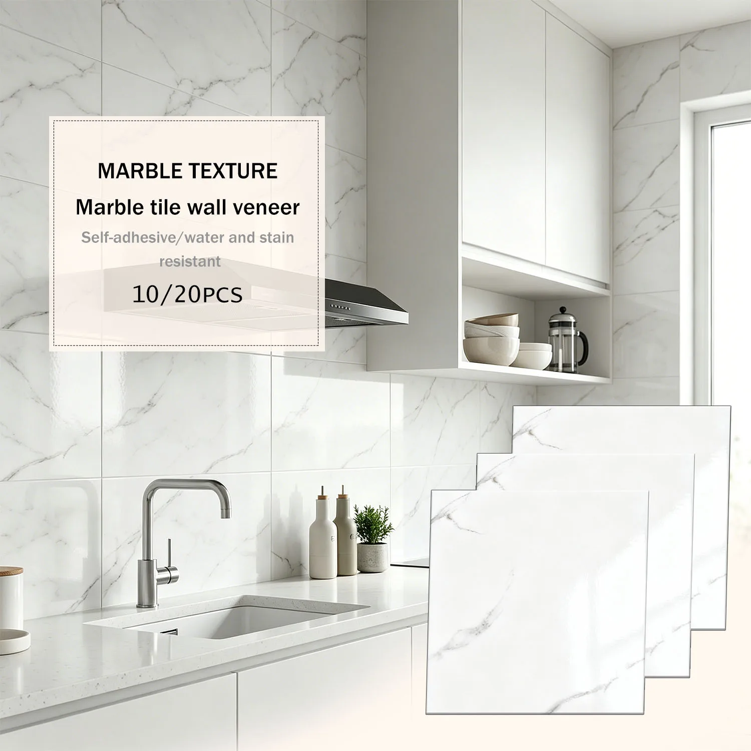 10/20pcs Peel and Stick Backsplash Tiles White Marble Wall Tiles Self Adhesive Wall Stick on Backsplash for Kitchen Bathroom
10/20pcs Peel and Stick Backsplash Tiles White Marble Wall Tiles Self Adhesive Wall Stick on Backsplash for Kitchen Bathroom