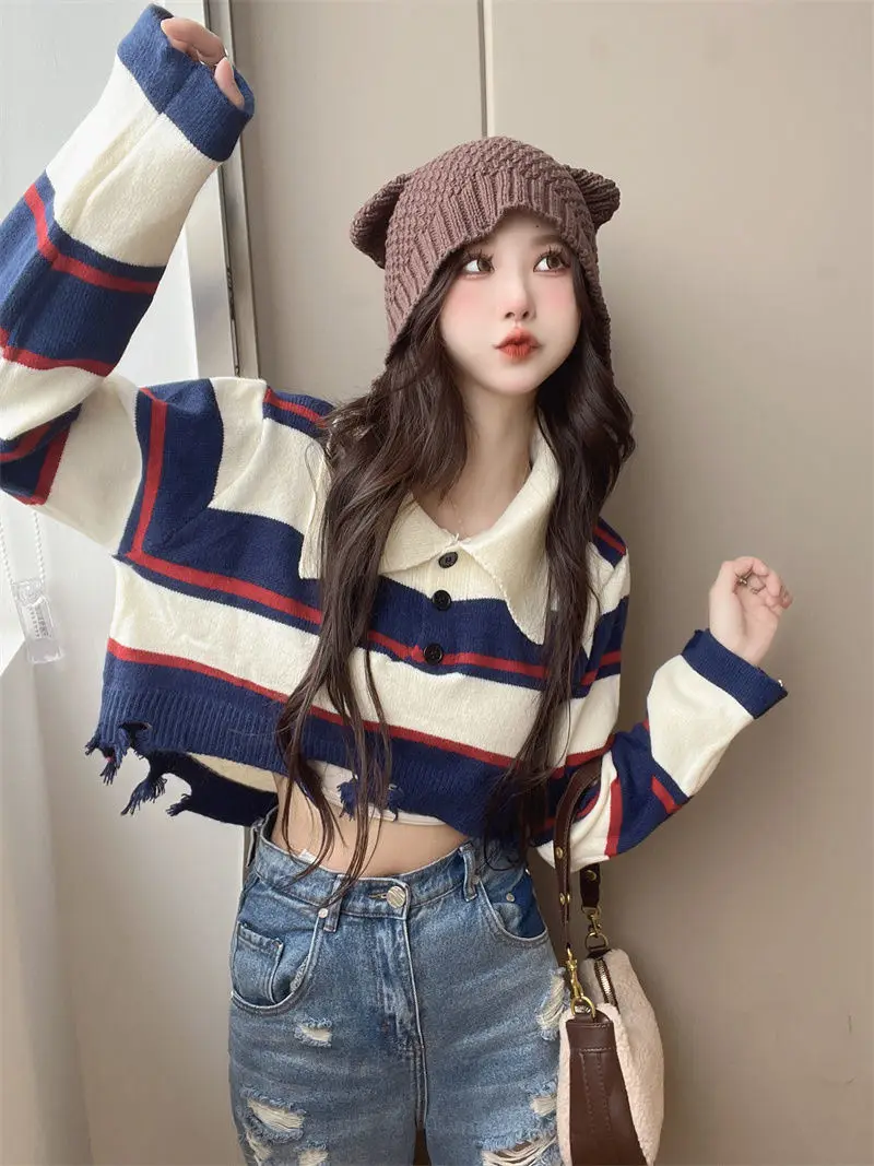 Women's Ne Long Sve Knitted Sweater ort Sle Striped Lazy Faion Autumn New Arrival Polyester Fiber Loose Fit
Women's Ne Long Sve Knitted Sweater ort Sle Striped Lazy Faion Autumn New Arrival Polyester Fiber Loose Fit