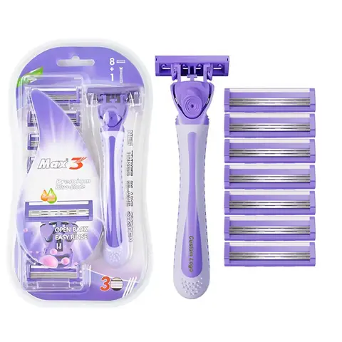 Austauschbare Rasierklinge für Frauen, Rasieren, 1 Griff, 8 Klingen, Bikini-Rasierer, Damen, hohe Qualität