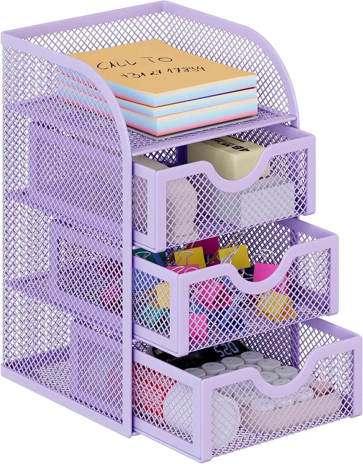 Mesh Desk Organizer with 3 Drawer, Stationery Caddy for Office Home Students, Purple
Mesh Desk Organizer with 3 Drawer, Stationery Caddy for Office Home Students, Purple