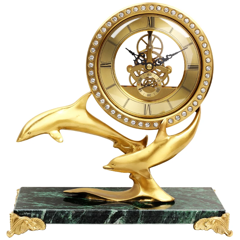 European modern light luxury dolphin clock entrance bedside decoration living room home retro table clock
European modern light luxury dolphin clock entrance bedside decoration living room home retro table clock